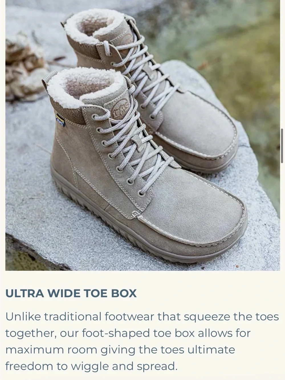Lems Telluride Leather Lace-Up Boots in Limestone